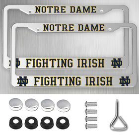 Generic Notre Dame silver frame front view showing clean team border and sleek finish
