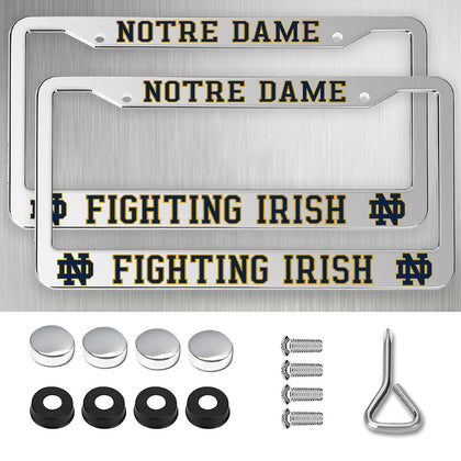 Generic Notre Dame silver frame front view showing clean team border and sleek finish