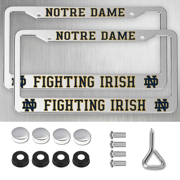 Generic Notre Dame silver frame front view showing clean team border and sleek finish