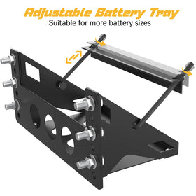 Generic scale comparison with a battery showing Generic tray fits common battery sizes