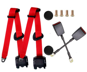 Generic red seat belt pad front view showing cushion and hook-and-loop for easy comfort