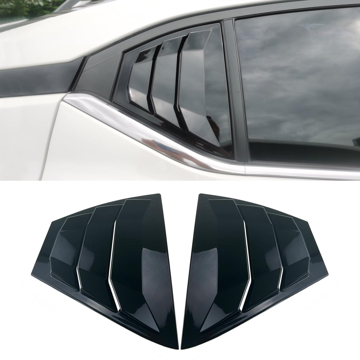 Generic piano black louvers front view showing sleek styling benefit