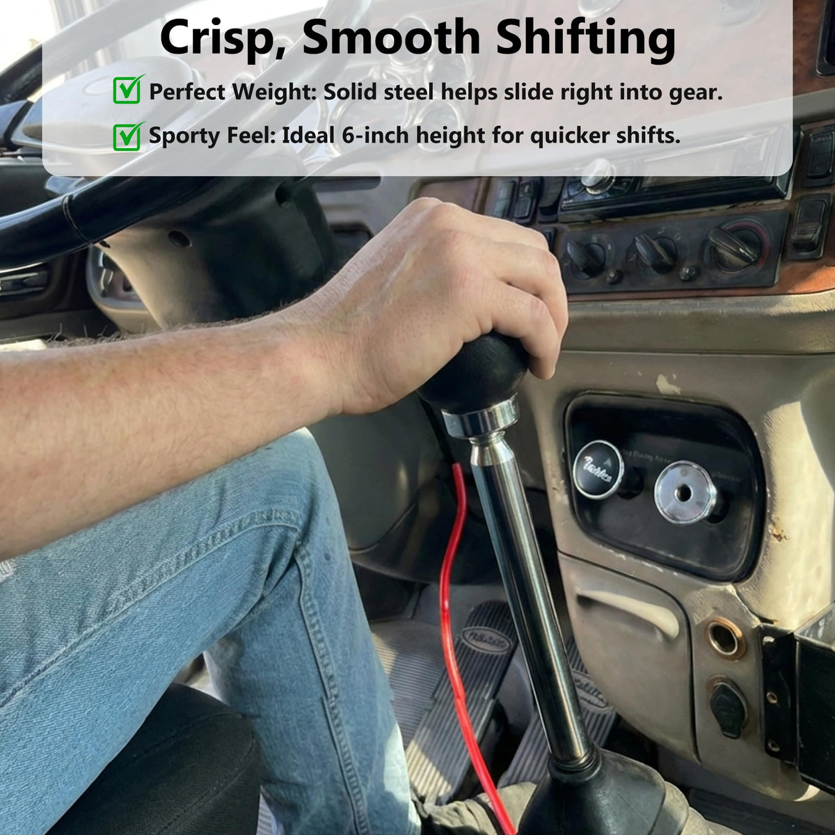 Generic shifter extension black finish closeup showing corrosion-resistant look