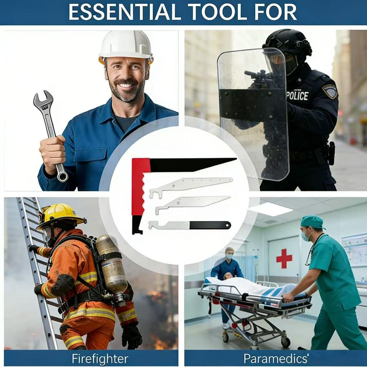 Generic tools held next to a hand for scale, demonstrating portable field-ready size