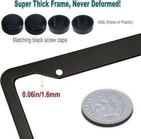 Generic frame next to standard 6x12 license plate showing scale and fit benefit
