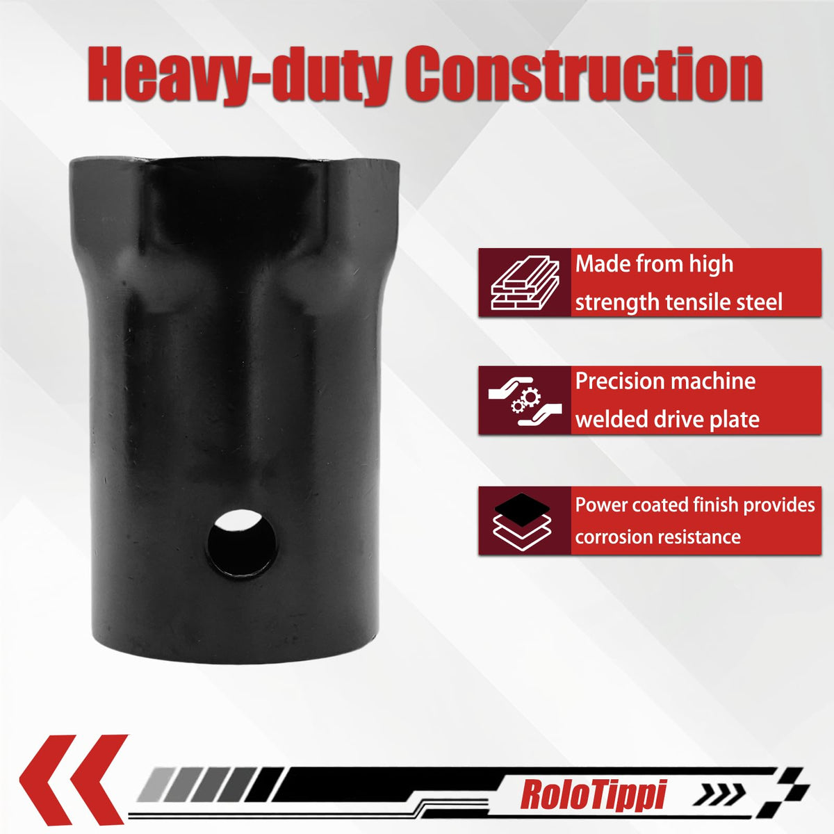 Generic socket fitted to 1/2" drive ratchet illustrating safe torque application benefit