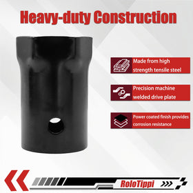 Generic socket fitted to 1/2" drive ratchet illustrating safe torque application benefit