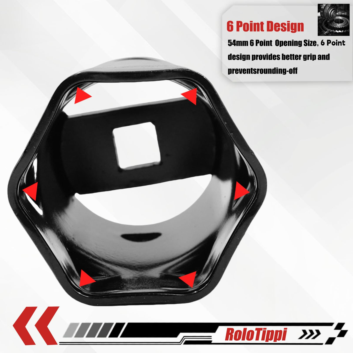 Generic socket side profile with 54mm marking for quick size identification benefit