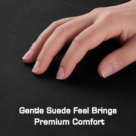Generic suede wrap trimmed edge detail showing clean cut and easy precision fit