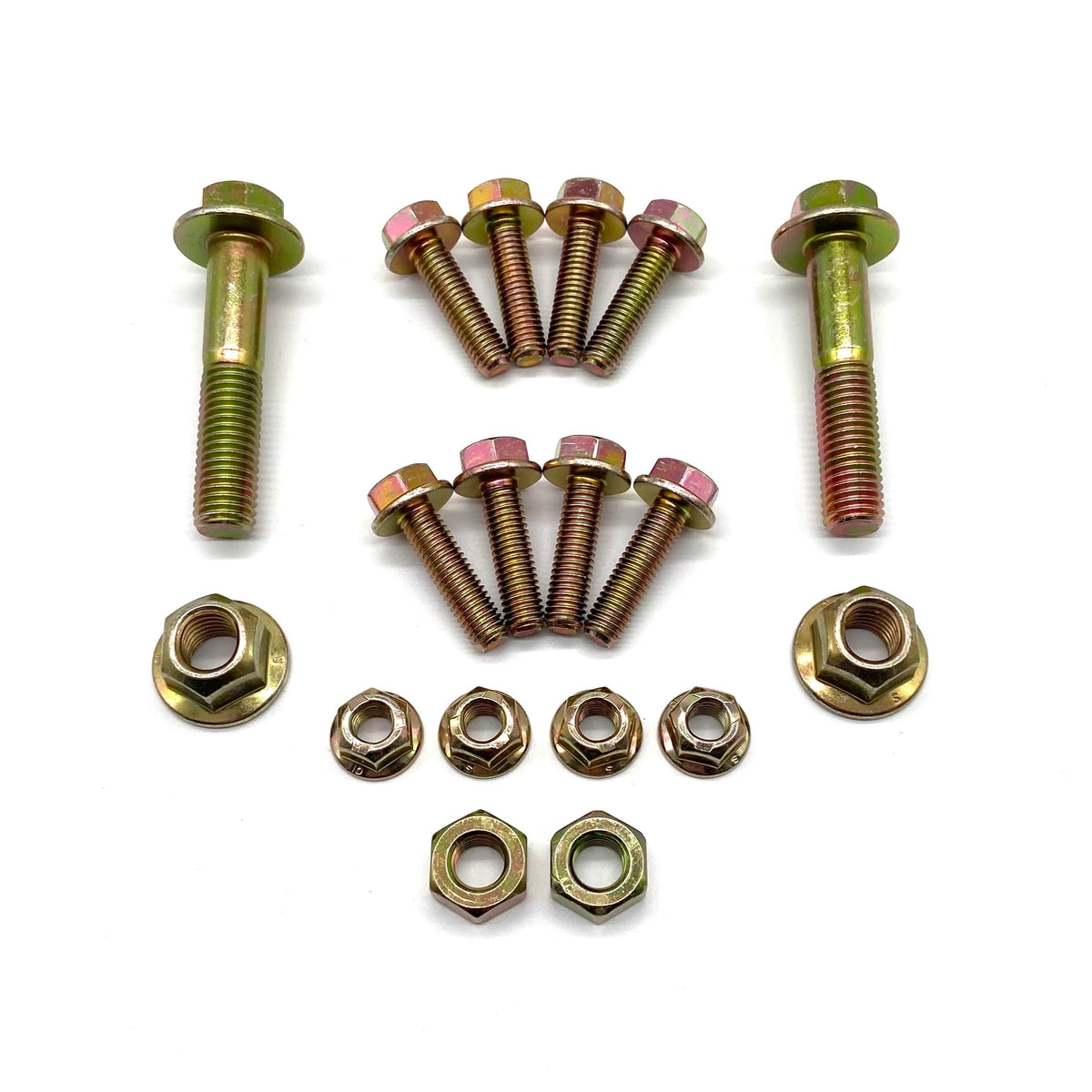 Close-up of threads and bolt head of Generic shock bolt, highlighting hardened finish and corrosion-resistant plating