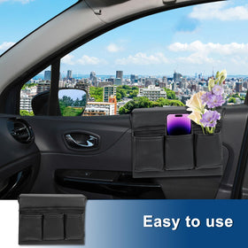 Generic top-down open compartment shot showing organization of phone and keys