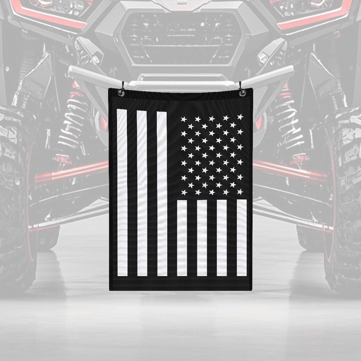 Generic rear mesh organizer front view showing storage benefit