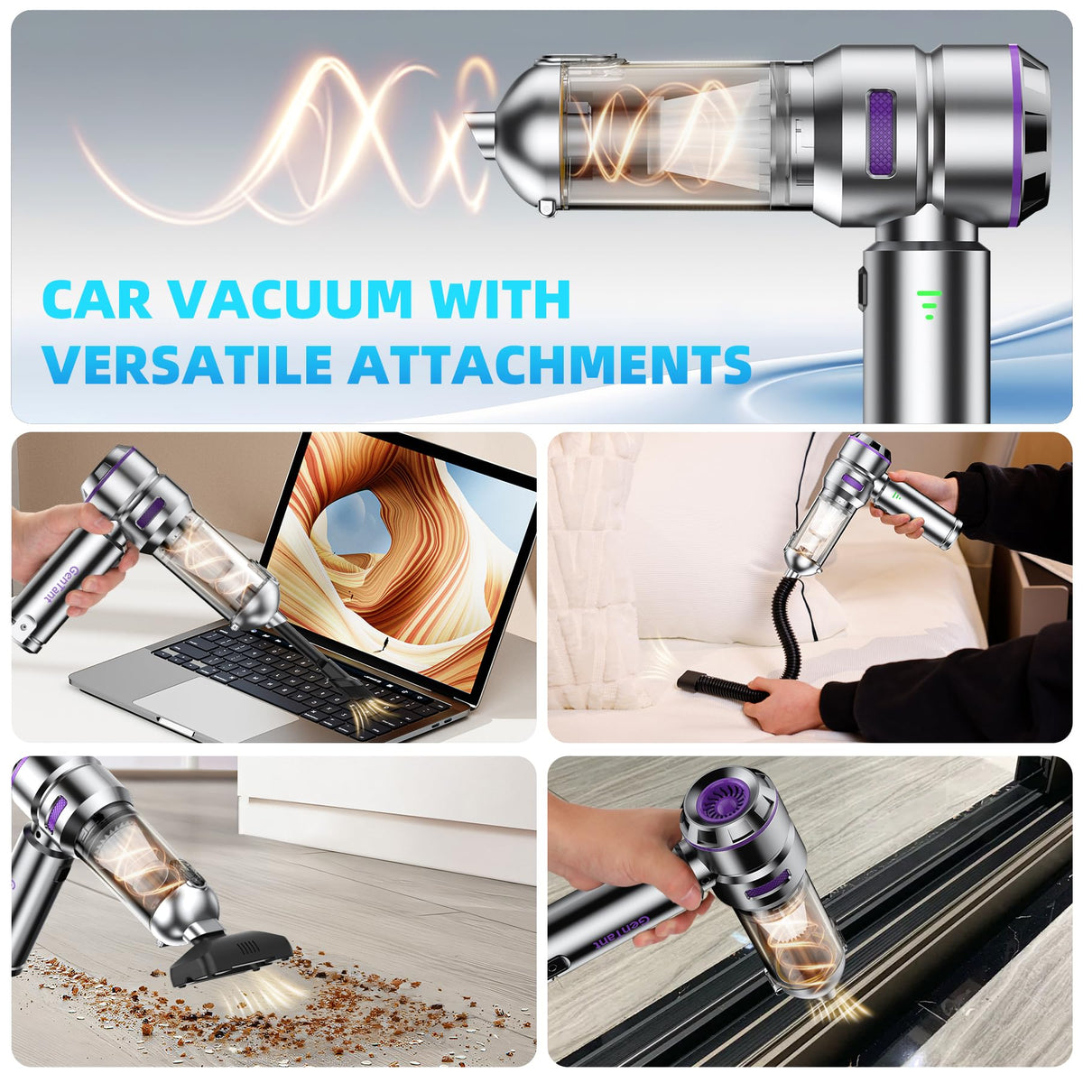 GenTant accessories laid out showing nozzles and inflator for versatile cleaning tasks