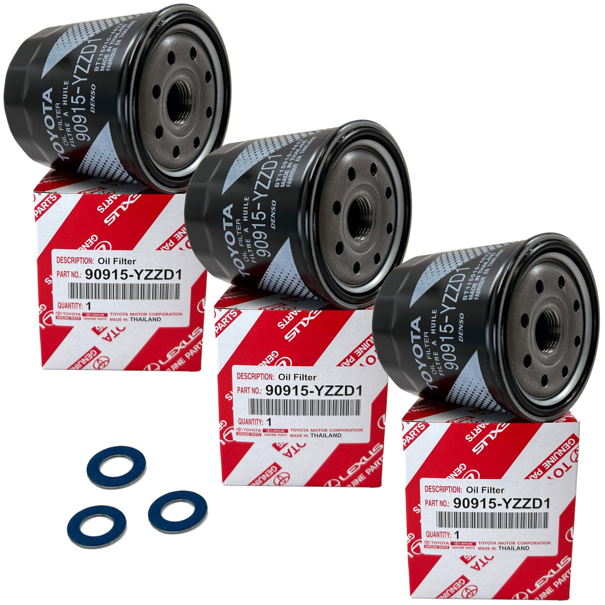 GENUINE OEM oil filter front packaging shows model 90915-YZZD1 and benefits correct fit