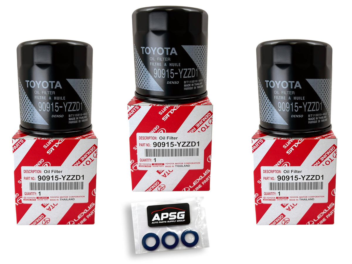 GENUINE OEM three-pack displayed together conveying value and multiple oil changes