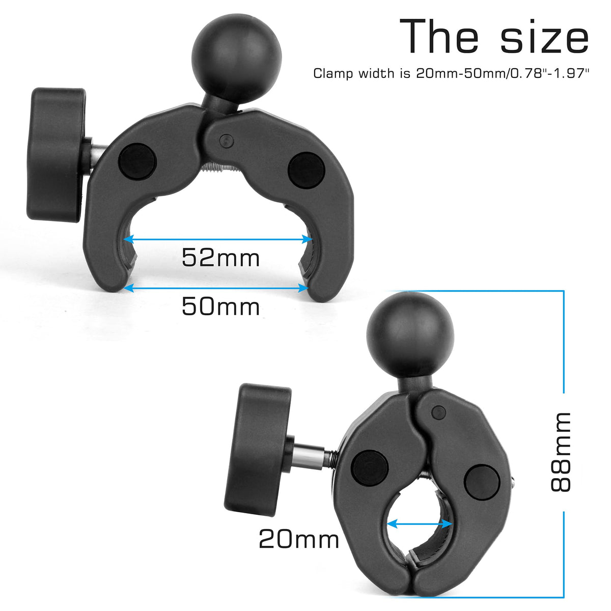 GEPULY clamp mounted on a square rail illustrating compatibility with non-round tubes