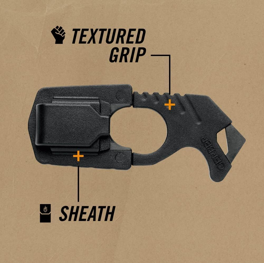 Gerber tempered glass breaker tip close-up, focused for effective window escape