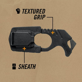 Gerber tempered glass breaker tip close-up, focused for effective window escape
