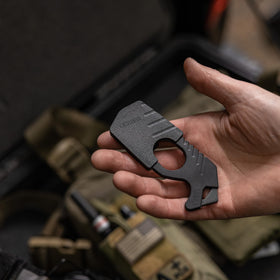 Gerber placed on roadside bag, lifestyle image showing emergency preparedness