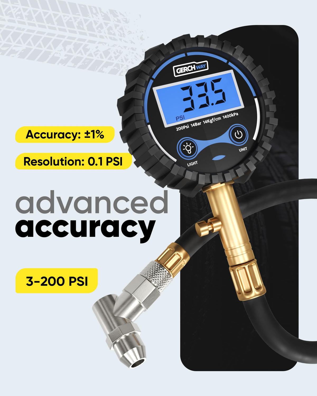 GERCHWAY bright digital display detail for fast, accurate readings