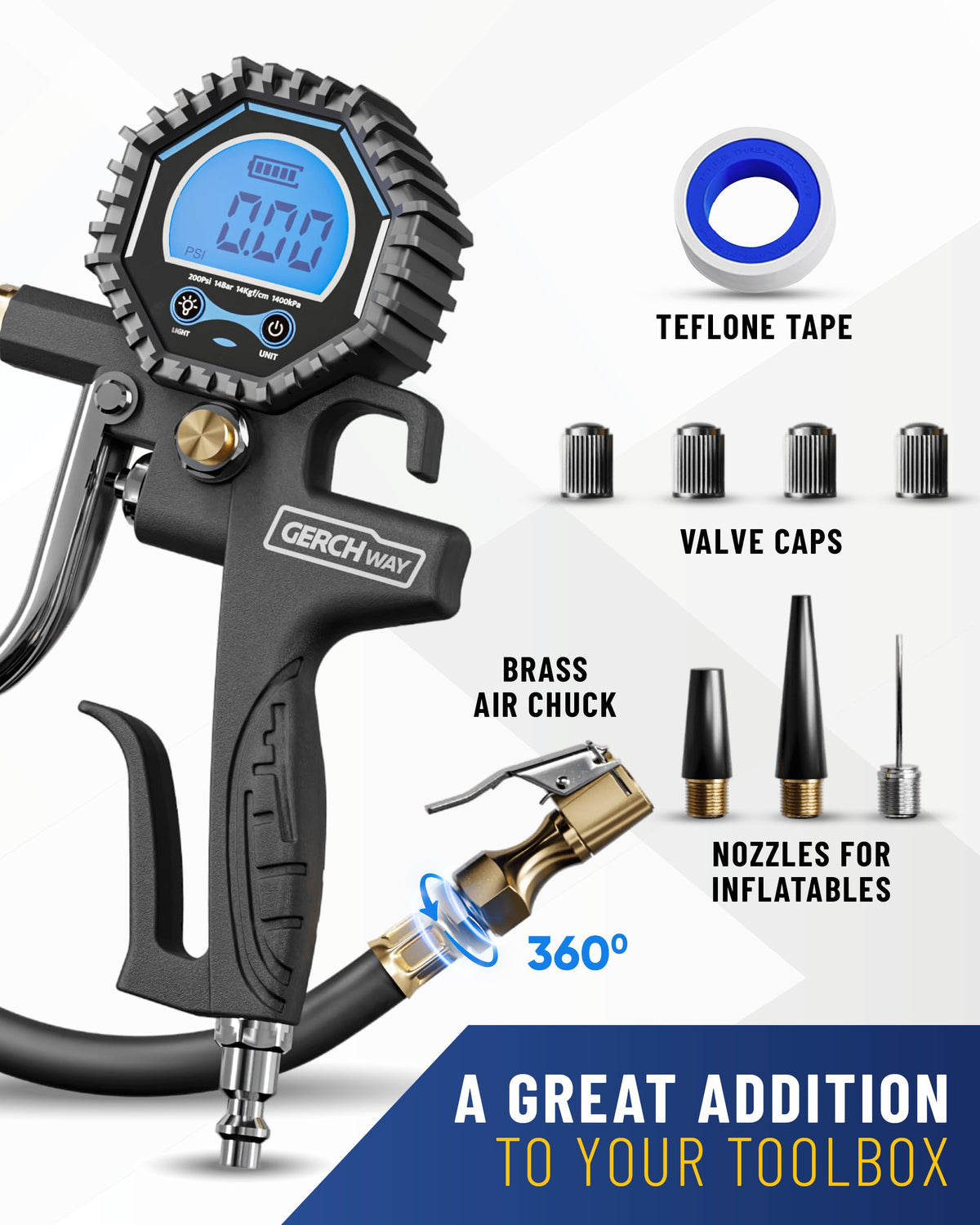 GERCHWAY size comparison with hand showing portable, workshop-ready scale