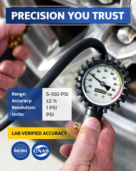 GERCHWAY swivel air chuck detail demonstrating secure valve seal and hands-free use