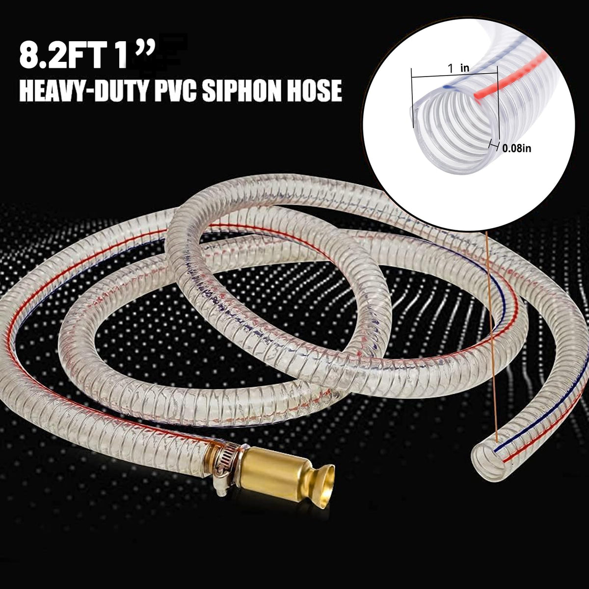 Gerguirry transparent PVC hose close-up showing flow visibility advantage