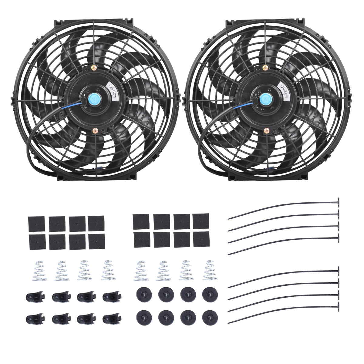 GESEXI front view of two 12-inch fans showing compact design and strong airflow