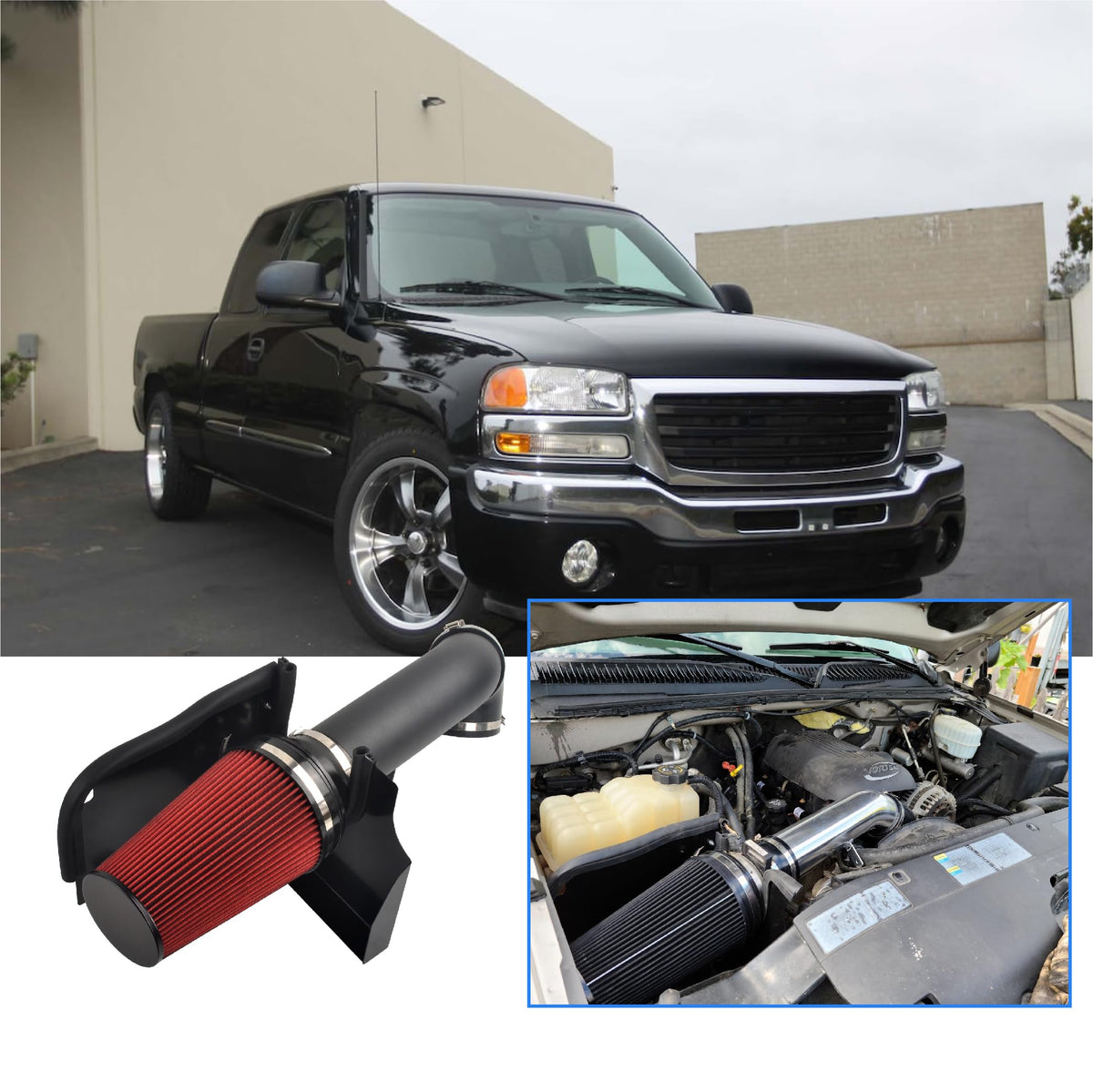 GESEXI installed underhood on Chevy showing improved airflow routing benefit