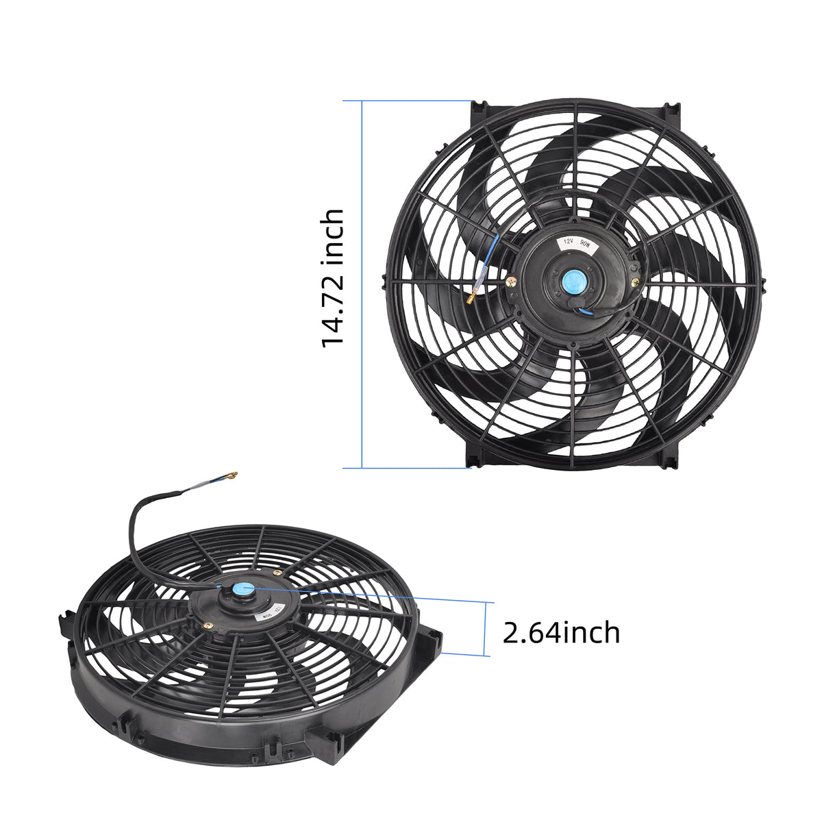 GESEXI fan mounted on radiator in vehicle improving heat dissipation