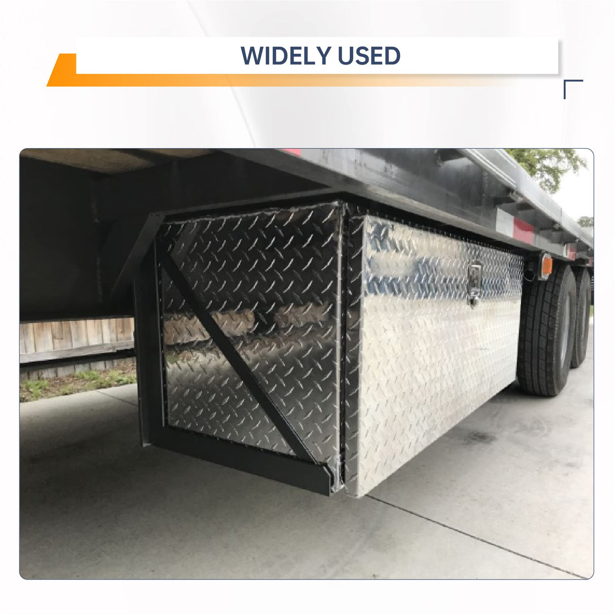 GESEXI brackets installed under a truck holding an underbody toolbox securely