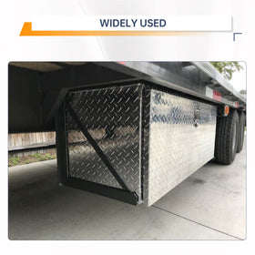 GESEXI brackets installed under a truck holding an underbody toolbox securely