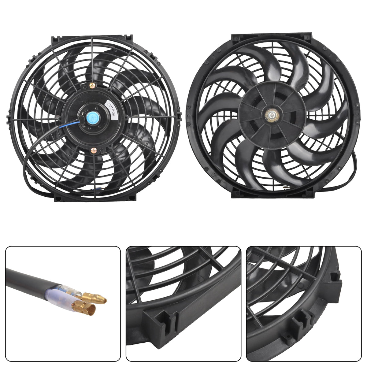 GESEXI fan wiring and connector detail enabling easy 12V installation