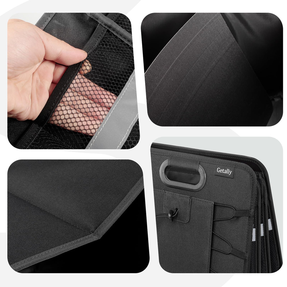 Getally mesh pocket filled with bottles and maps for quick access