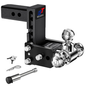 Geteen front view of tri-ball mount showing all ball sizes and sturdy build for versatility
