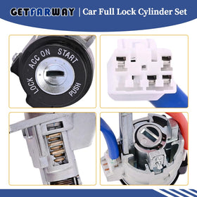 Getfarway lock cylinders next to ruler showing compact size for easy replacement
