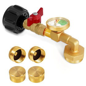 Getoolet adapter front view showing compact elbow design and fast refills