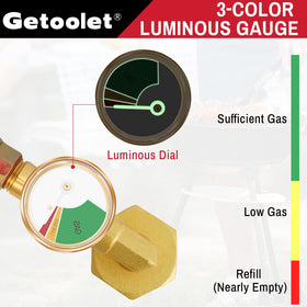Getoolet gauge at night showing clear three-color visibility for safer monitoring