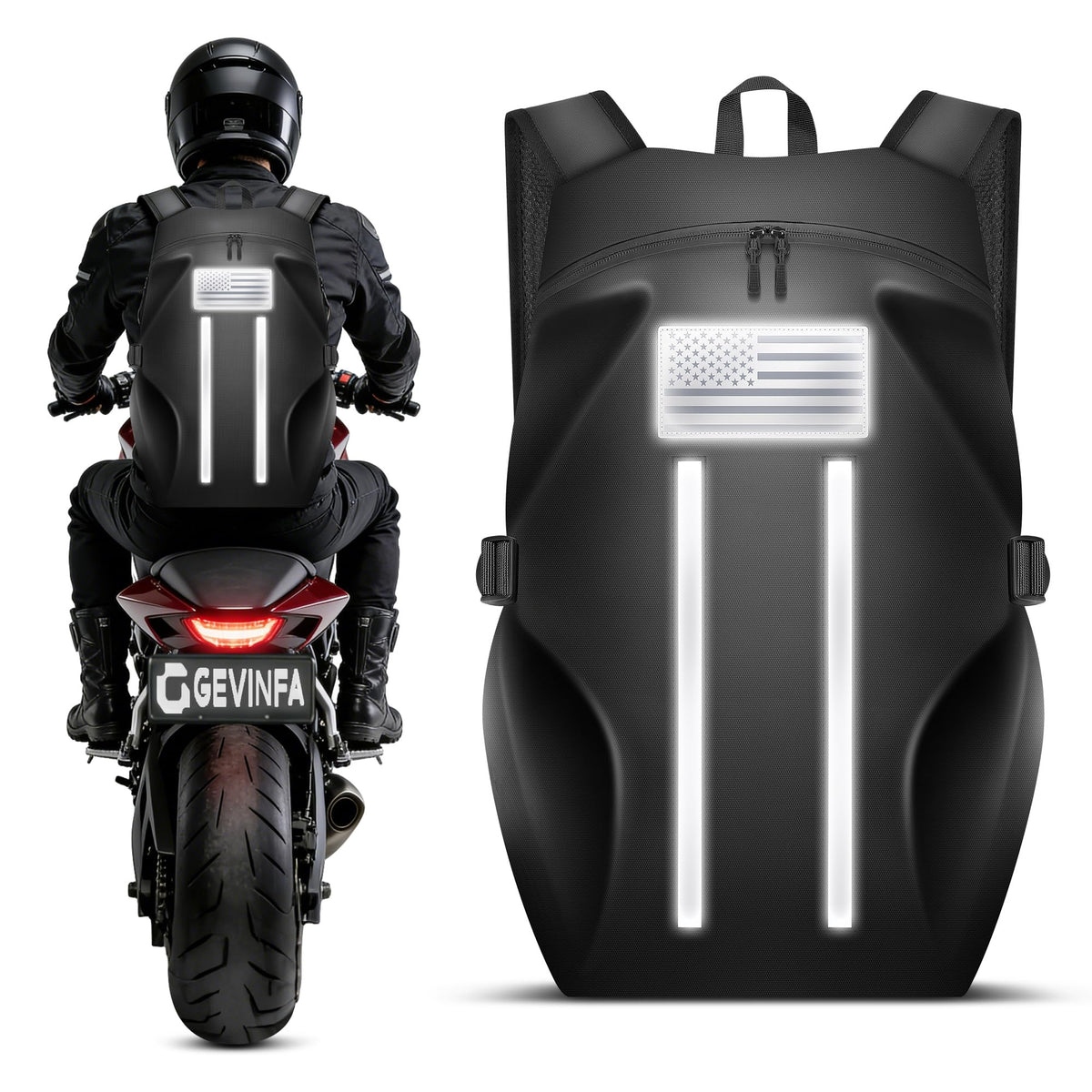 GEVINFA front view showcasing organized pockets and quick access