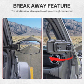 GEVINFA mirror attached to upper grab handle for tool-free quick-release installation