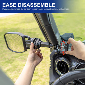 GEVINFA mirror held in hand to show compact size and easy handling