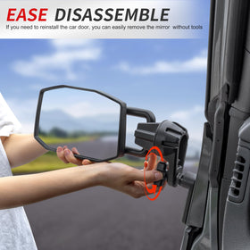 GEVINFA mirror mounted on Jeep Wrangler JL with doors off for visibility benefit