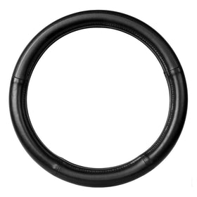 GG Grand General front view of black deluxe steering wheel cover showing fit and style benefits