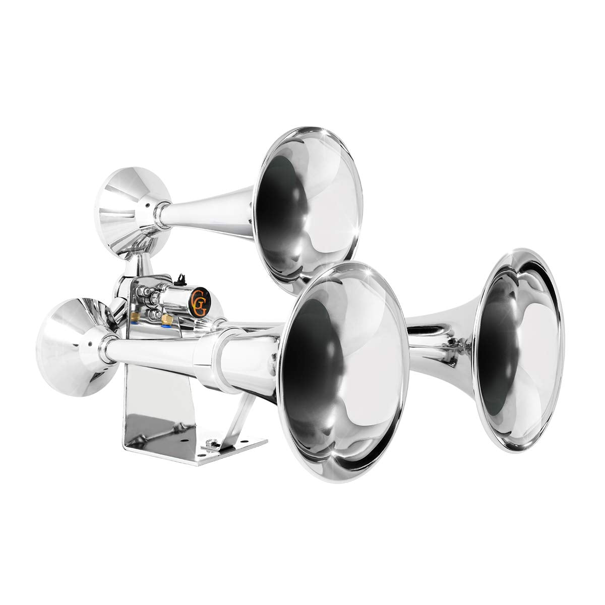 GG Grand General front view showing chrome triple trumpets and bold finish for visual impact