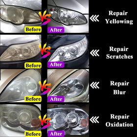 Ghguole before and after headlight comparison highlighting restored transparency benefit