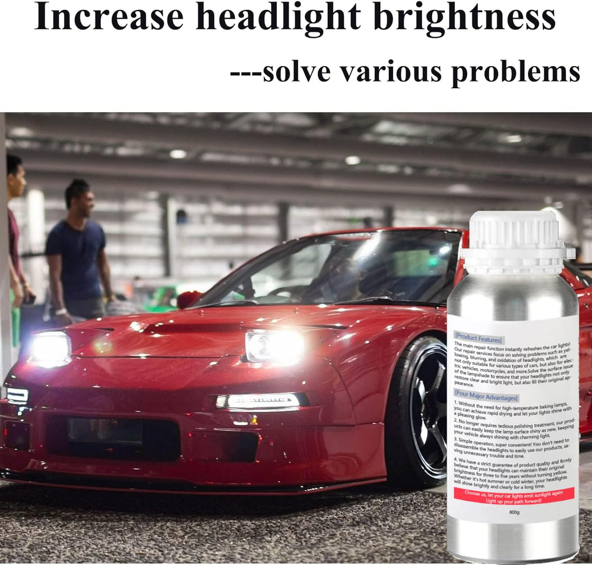 Ghguole before and after headlight comparison showing restored clarity and improved brightness