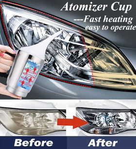 Ghguole vapor polish being applied to a headlight demonstrating quick surface renewal