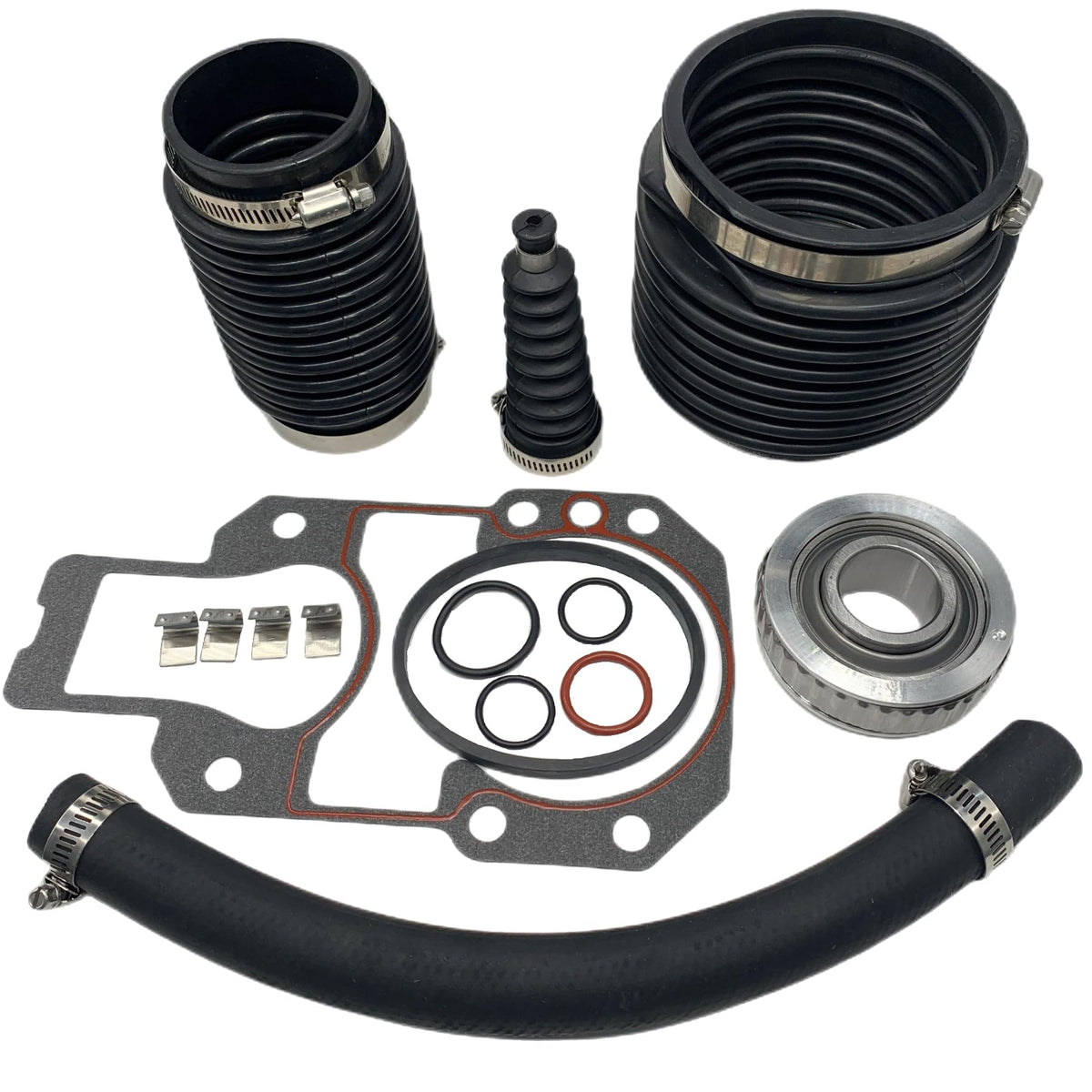 GHmarine bellows kit front package showing all included parts and clarity