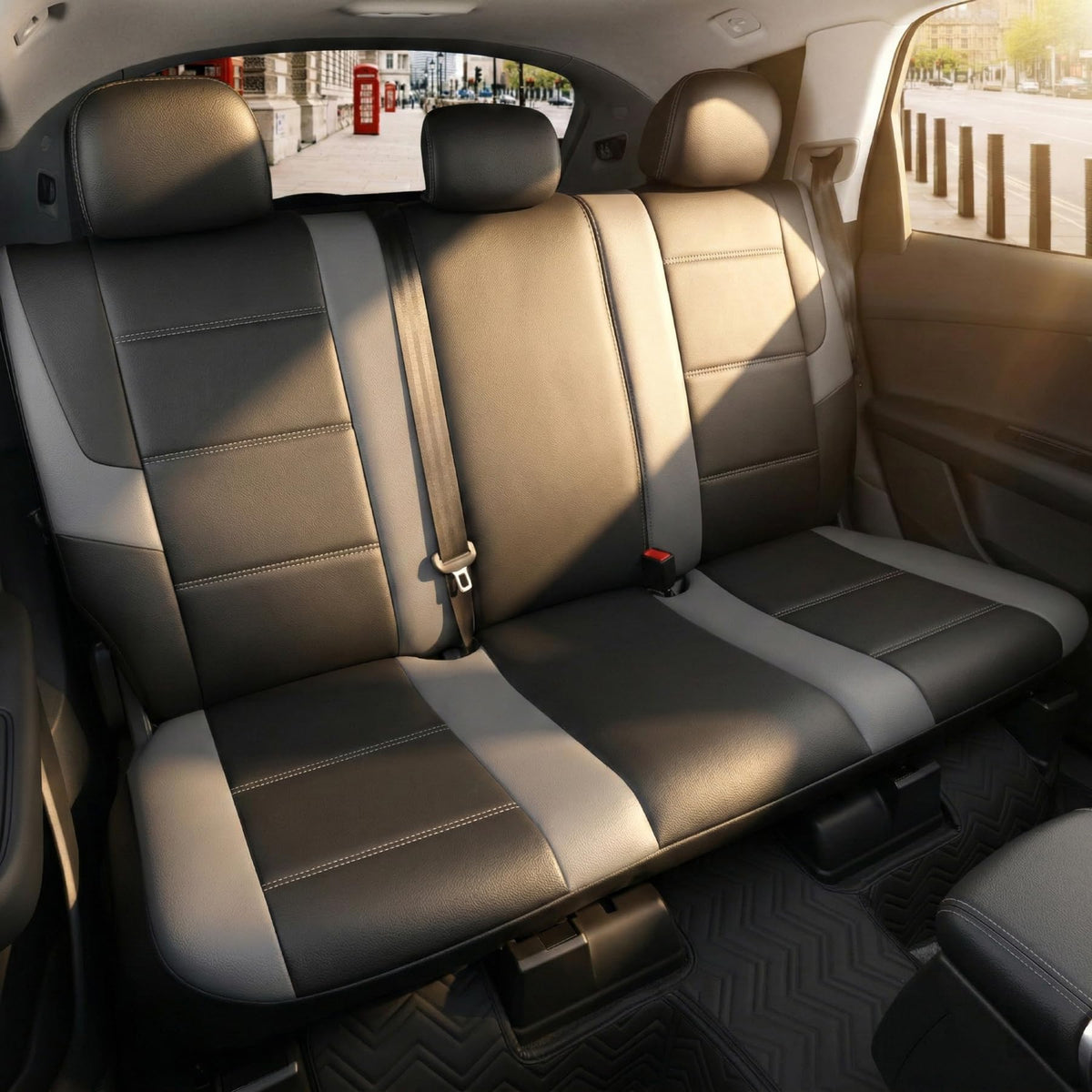 GIANT PANDA driver seat close-up stitching highlighting durable finish
