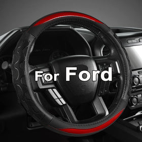 GIANT PANDA front view of red steering wheel cover showing fit and styling benefits